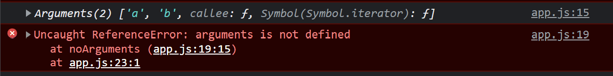 Arrow functions are missing arguments object