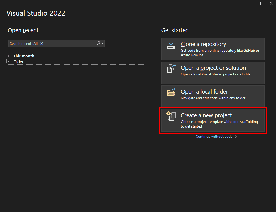 Crearea unui proiect în Visual Studio
